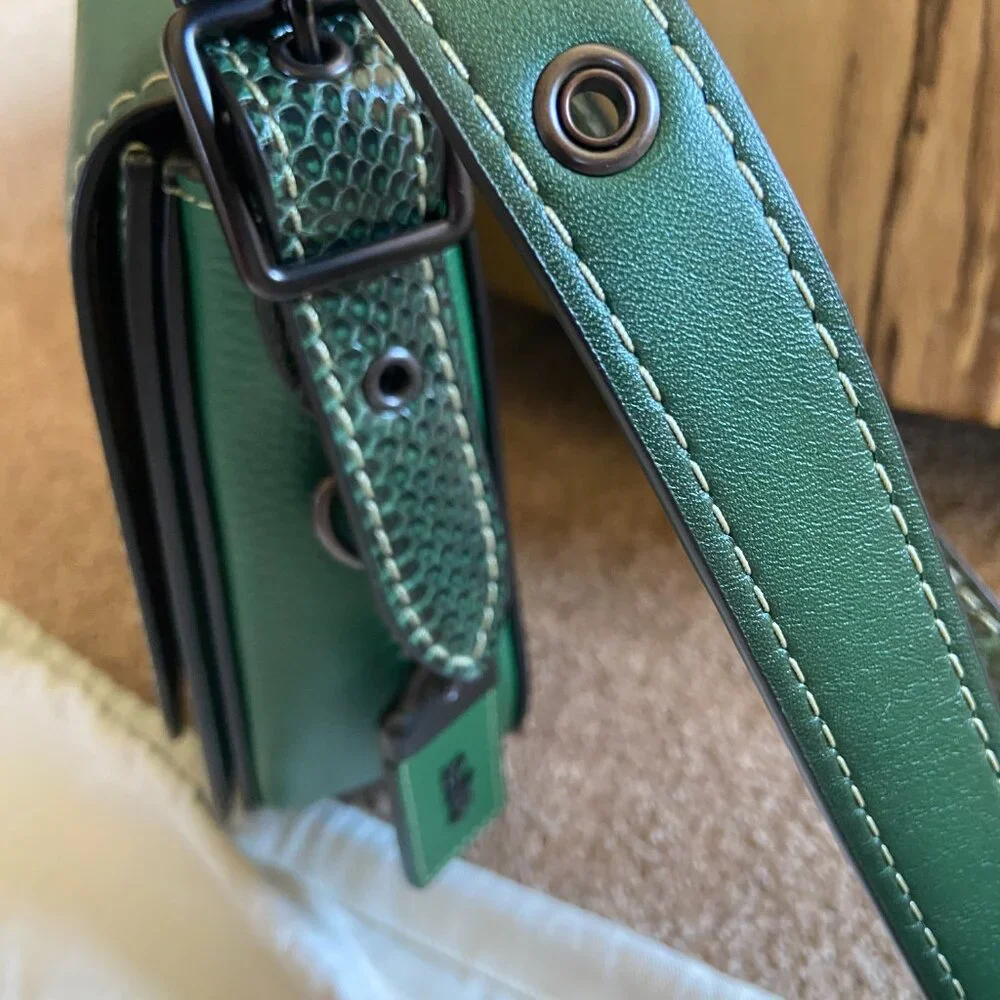 NEW~Coach 1941 58967 Saddle Bag 23 Python Snake STRAP~GREEN - Picture 4 of 7
